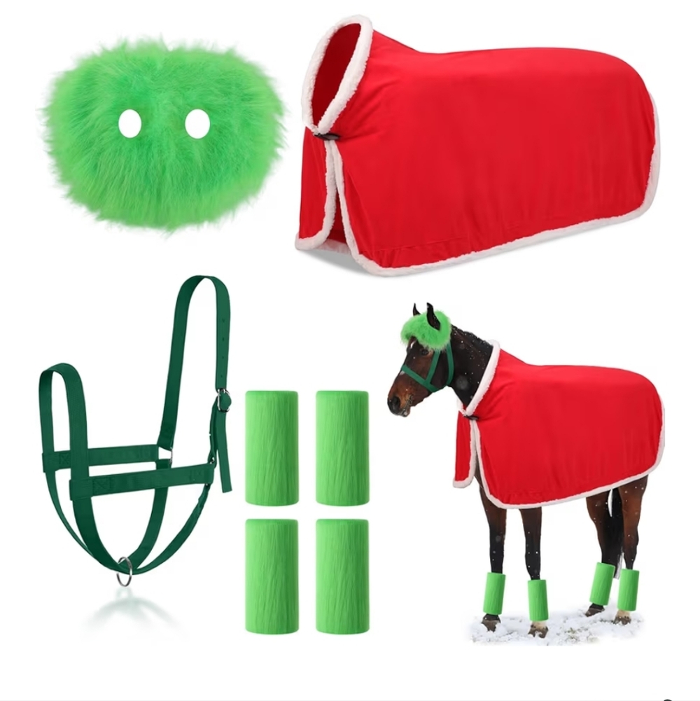 Holiday Red Fleece Horse Blanket Christmas Elf Horse Costume